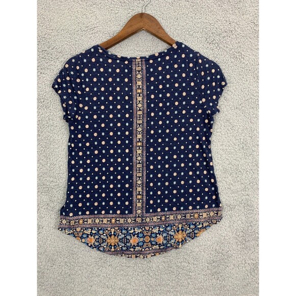 LUCKY BRAND S/P Blue Floral Mandal Geometric Artistic Design Sleeveless Shirt - Picture 6 of 9